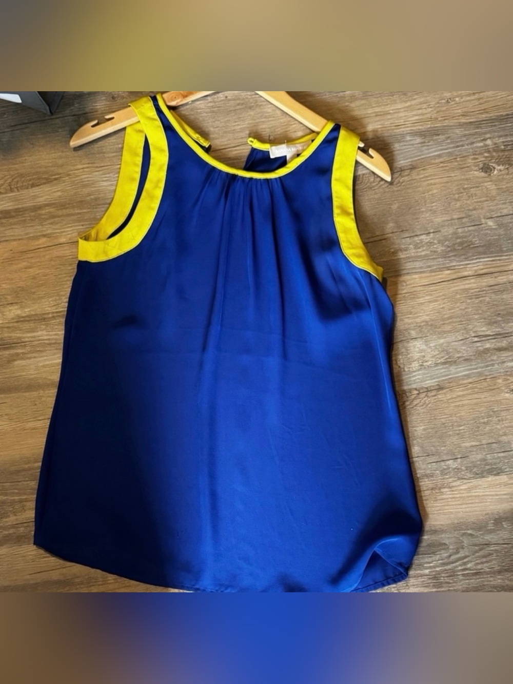 Banana Republic royal blue and yellow sheer dressy tank top size small